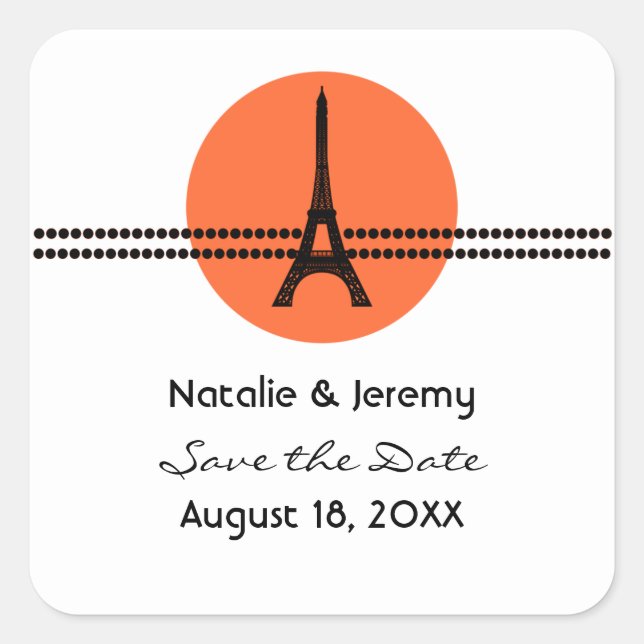 Mod Paris Dots Enregistrer Stickers Date, Orange (Devant)