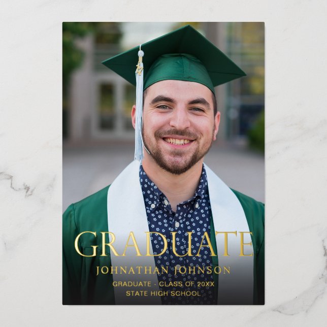 Mod Photo Graduate Foil Graduate Faire-part (Recto)