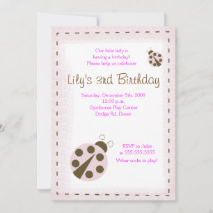 MOD PINK LADYBUG Petite dame Invitation d'annivers