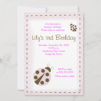 MOD PINK LADYBUG Petite dame Invitation d'annivers