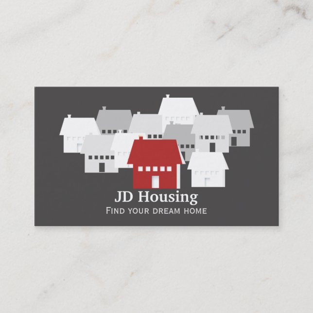 Mod Red Grey Classy Cartes d'affaires immobilières (Devant)