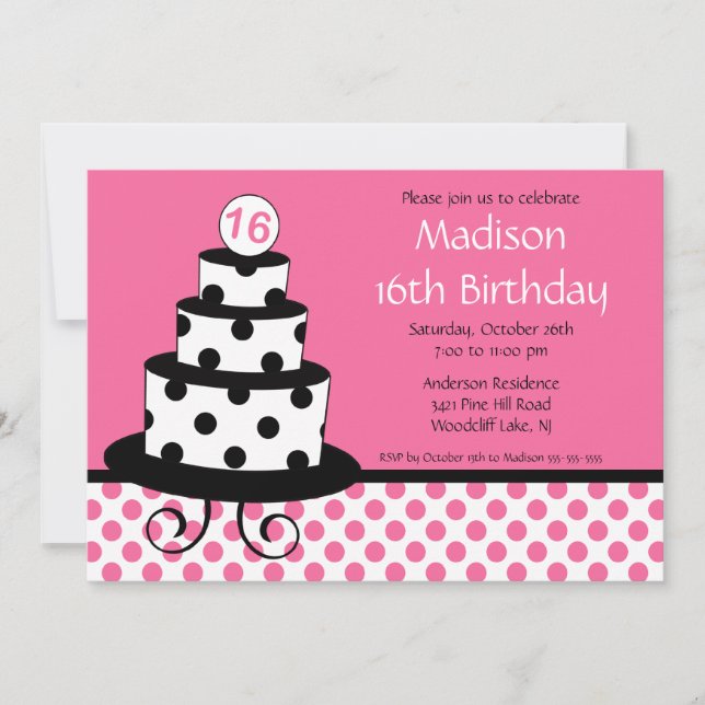 Mod Sweet sixteen Invitation de fête d'anniversair (Devant)