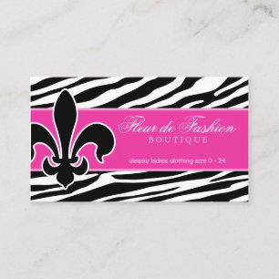 Mode Carte de visite Fleur de lis zebra rose