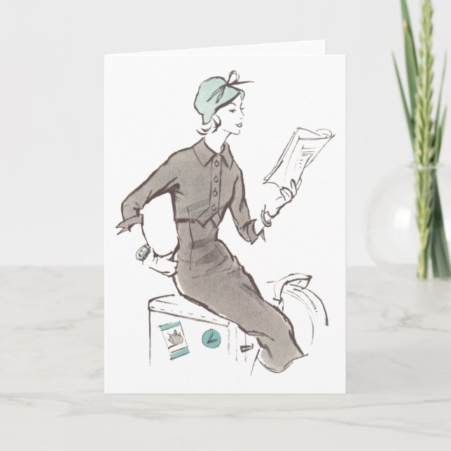 mode des années 1950 - salutation ou carte pour (Devant)