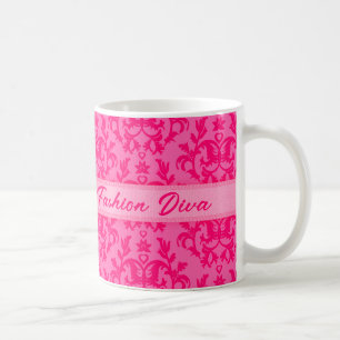 Mode Diva damask hot rose filles mug