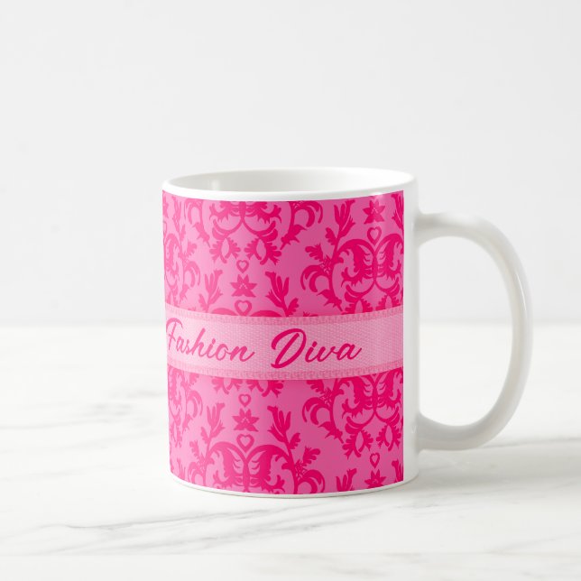 Mode Diva damask hot rose filles mug (Droite)