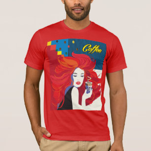 Mode femme avec tasse de café T-shirt