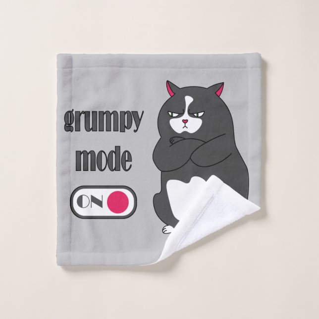 mode grincheux sur le chat gras drôle  (Gant de toilette)