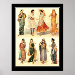 Mode Inde Affiche Vintage Sari