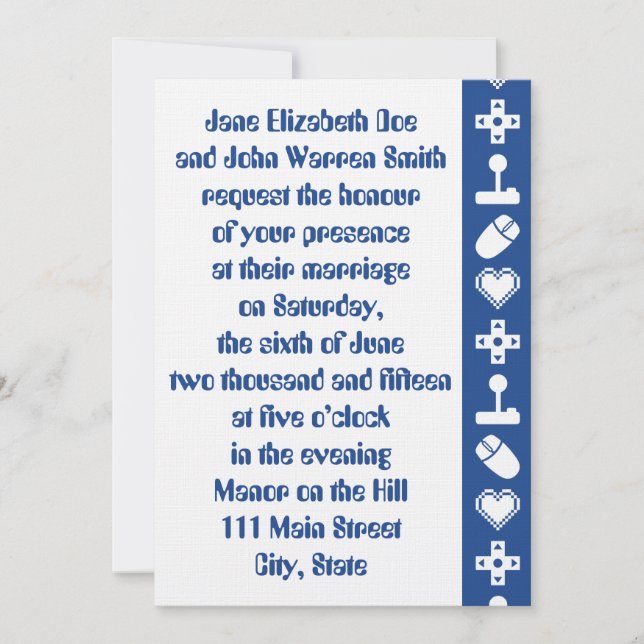 Mode multijoueur en Faire-part de mariage bleu (Devant)