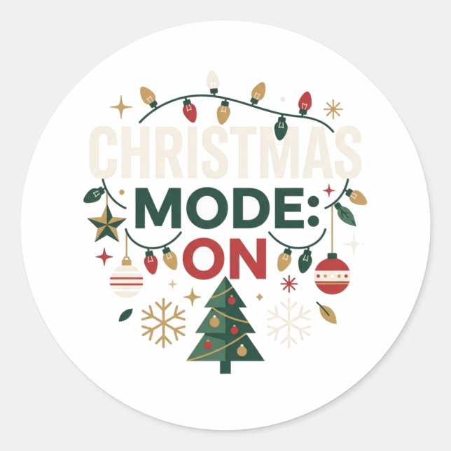 Mode Noël ACTIVÉ Autocollant de vacances moderne (Devant)