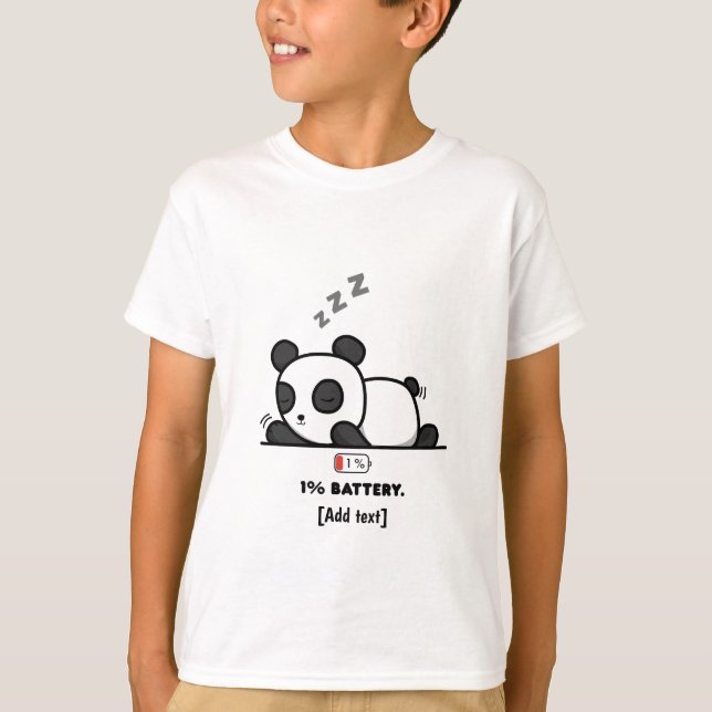 Mode Panda : 1% de batterie - T-Shirt de Panda Drô (Devant)