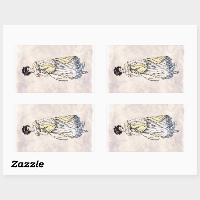Mode Régence - Lady #1 - 4 Sticker Sheet (Feuille)