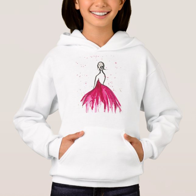 Mode robe rose aquarelle fille danseuse (Devant)