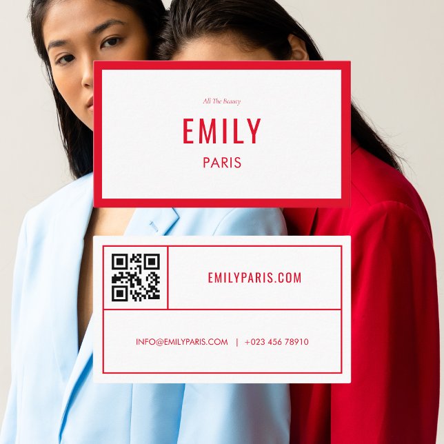 Mode rouge chic / Carte de visite de beauté QR Cod (Créateur téléchargé)