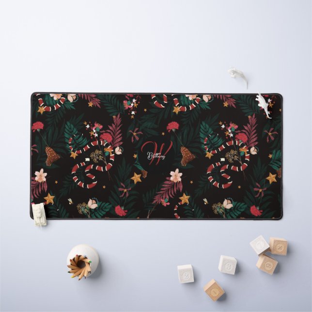 Mode & Unique Serpent Rouge Mélange Floral Noir (Tableau pour enfants)