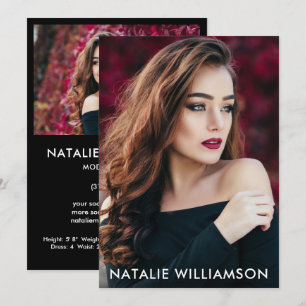 Modèle Acteur 2 Carte photo Comp 5x7 noir arrière