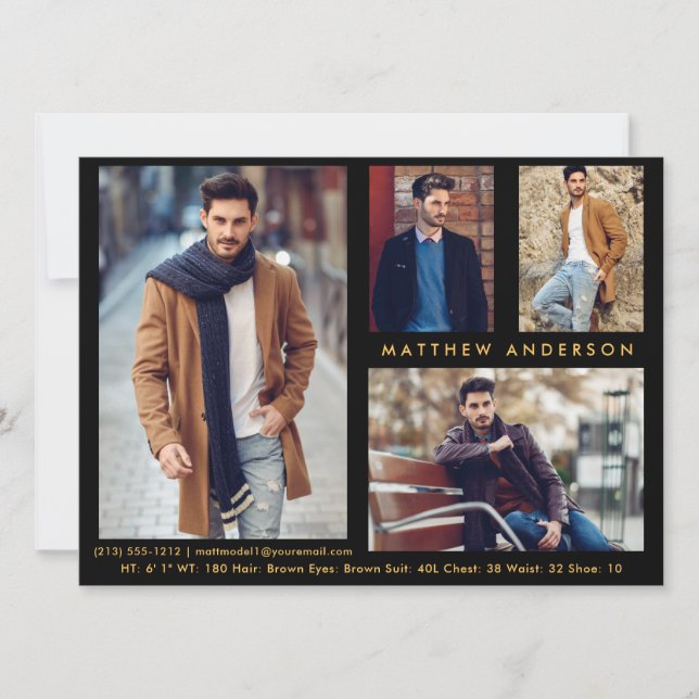 Modèle Acteur 4 Photo - Carte Comp Or Noir (Devant)