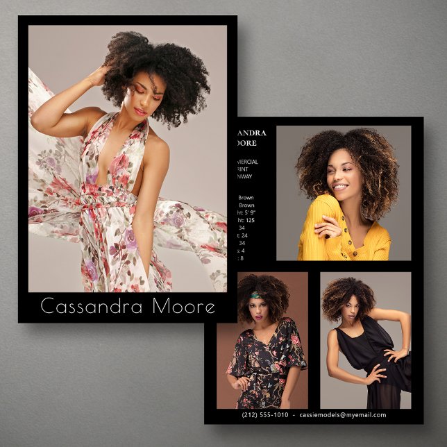 Modèle Acteur 4 Photo Deux Côtés Modèle Carte Comp (Available in high quality print or digital download for quick messaging, email or self printing.)