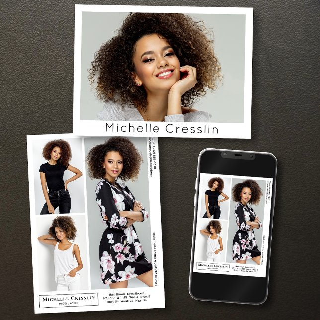 Modèle Acteur 4 Photo Deux faces Modèle carte Zed (Available in print or instant download for quick messaging, email or self printing.)