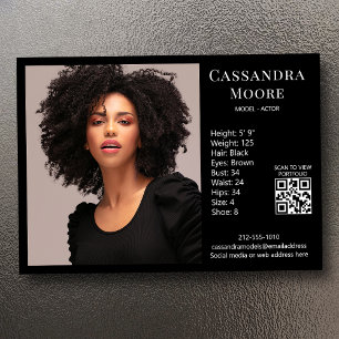 Modèle Acteur 5x7 Carte photo Modèle QR noir