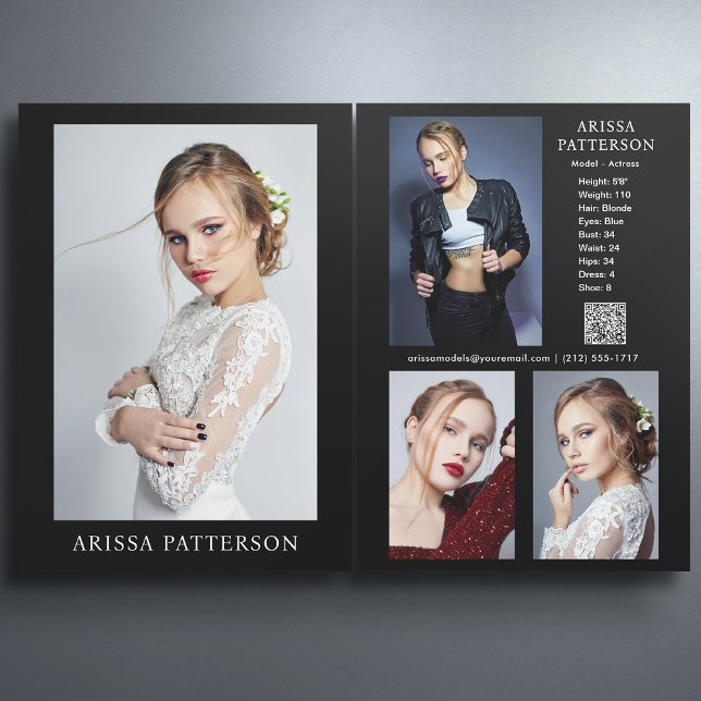 Modèle Acteur 5x7 Comp Carte SED QR 4 Photo 2 Côté (Available in high quality print or digital download for quick messaging, email or self printing.)