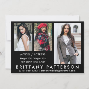 Modèle Acteur Carte Comp 3 Photo Black 5x7