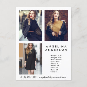 Modèle Actor 3 photo Comp Card Wht - Carte Postale