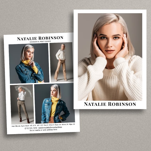 Modèle Actor 5 Portefeuille photo Modèle de carte  (Available in high quality print or digital download for quick messaging, email or self printing.)