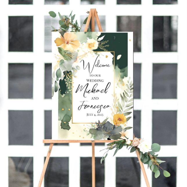 Modèle Affiche de bienvenue mariage, Dusky Pink Fl (Créateur téléchargé)