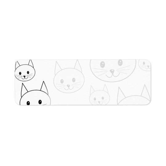 Modèle blanc mignon de chats étiquette d'adresse retour