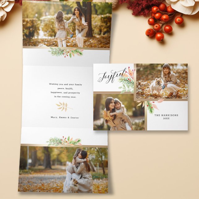 Modèle Botanique Script Joyeux 2-Photos avec cadre (Créateur téléchargé)