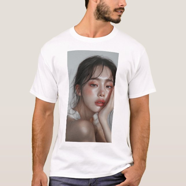 Modèle Coréen superbe face avec T-shirt maquillage (Devant)