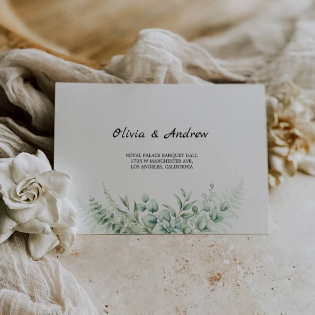 Modèle d'adresse de Mariage de verdure (Greenery Wedding Envelope Address Template)