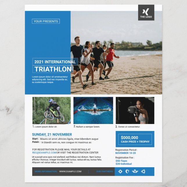 Modèle d'affiche pour événement de triathlon (Devant)