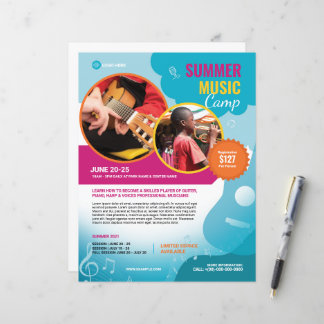 Modèle d'affiche pour le camp de musique d'été