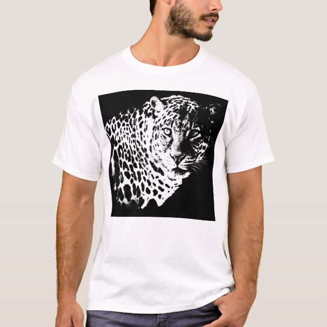 Modèle d'art pop tête de léopard Élégant T-Shirt b (Devant)