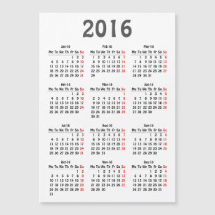 modèle de 2016 calendriers