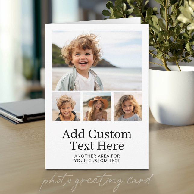 Modèle de 4 photos avec 2 lignes de texte Carte mo (Photo Greeting Card)