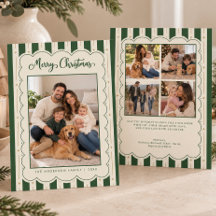 Modèle de 5 photos pour Noël avec rayures ondulées