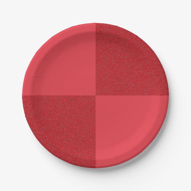 Modèle de assiette de fête rouge damier – Personna (Devant)