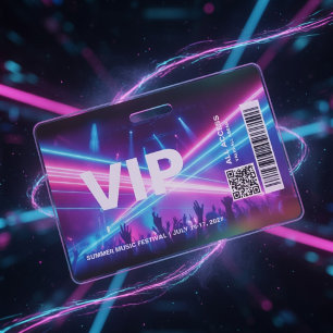 Modèle de badge de passe d'accès total VIP néon gl