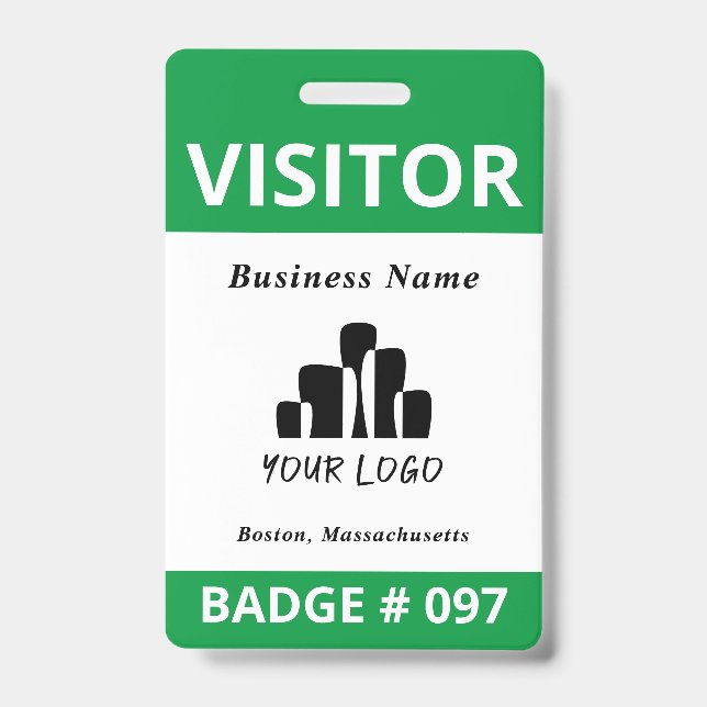 Modèle de badge de visiteur bleu blanc propre (Avant)