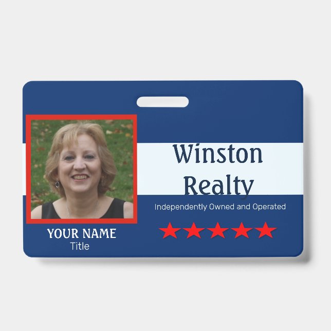 Modèle de badge d'entreprise avec ID photo RWB (Avant)