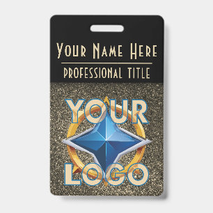 Modèle de badge d'identification doré et noir de l