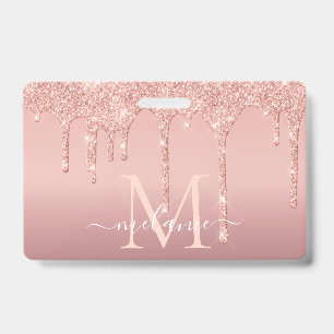 Modèle de badge d'or rose avec lettre de nom perso