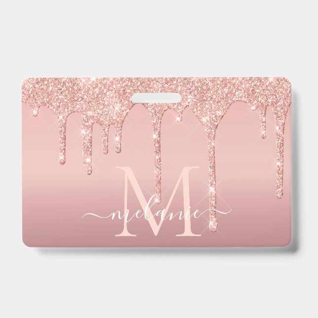 Modèle de badge d'or rose avec lettre de nom perso (Avant)