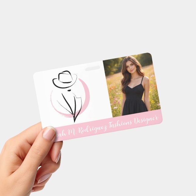 Modèle de badge nominatif avec photo d'employé per (Manuel / portable)