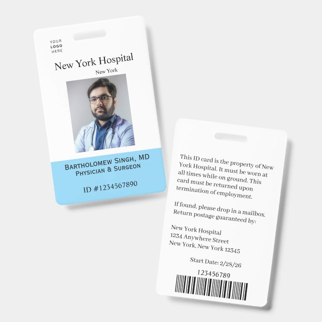Modèle de badge pour employés d'un établissement m (Avant & arrière)