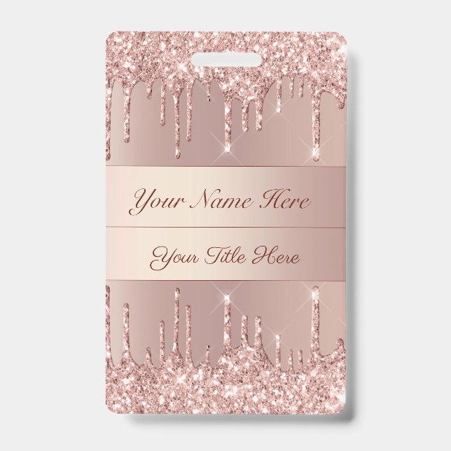 Modèle de badge Rose Gold avec texte de nom person (Avant)
